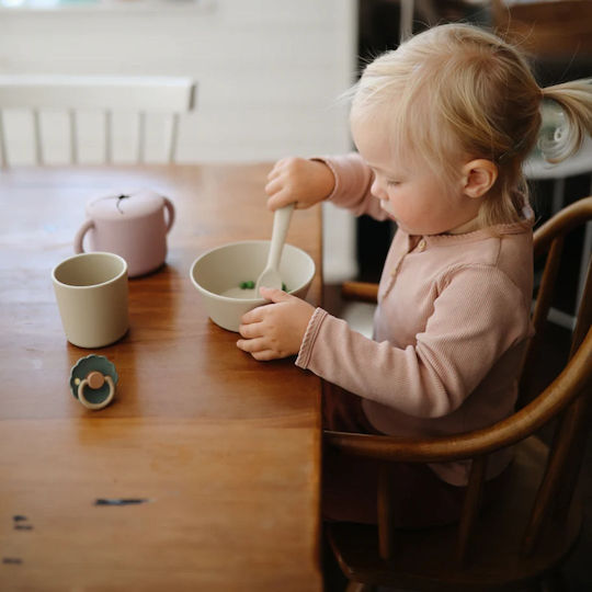 Mushie Παιδικό Μπωλ Φαγητού Dinnerware από Πλαστικό Smoke 2τμχ