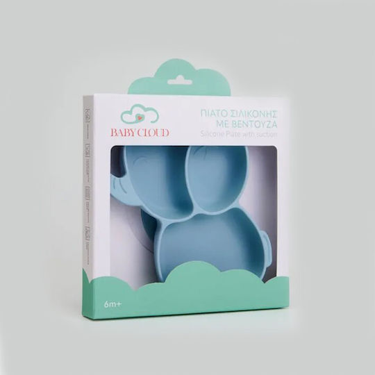 Baby Donkey Baby Food Plate Elephant made of Silicone Light Blue