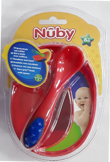 Nuby Παιδικό Σετ Φαγητοδοχείου από Πλαστικό Κόκκινο