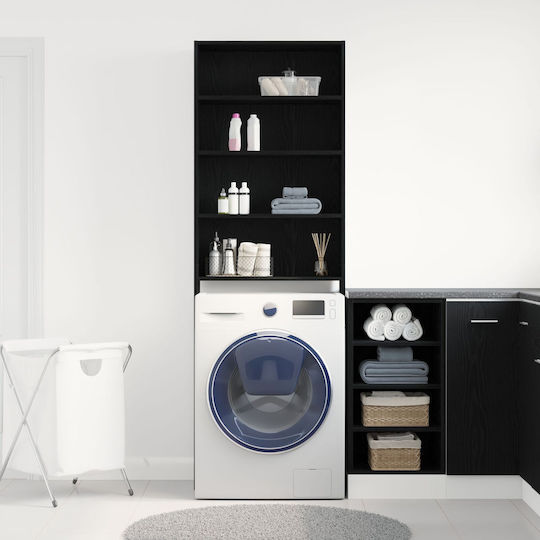 vidaXL Επιδαπέδια Ραφιέρα Μπάνιου Ξύλινη 64x24x190cm Μαύρη
