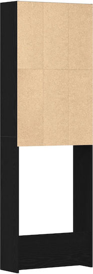vidaXL Επιδαπέδια Ραφιέρα Μπάνιου Ξύλινη 64x24x190cm Μαύρη