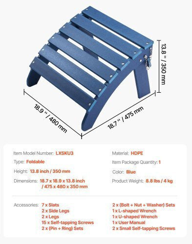 Stool Outdoor Blue 47.5x48x35cm
