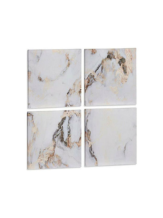 Gift Decor Marble Fourfold Painting on Canvas White 35x35cm