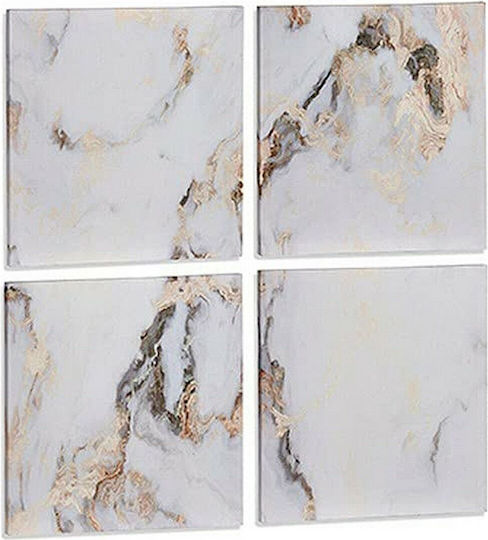 Gift Decor Мрамор Четирикратен Картина Платнен White 35x35см