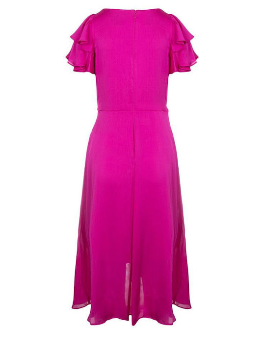 Summer Midi Dress for Wedding Christening Fuchsia
