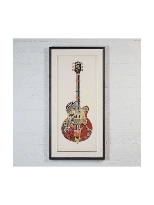 Supergreens Collage Gitarre Rahmen Holz 50x100cm