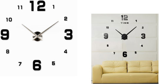 Mirror Numbers Do It Yourself Black 3D Wanduhr Aufkleber Kunststoff Schwarz Ø100cm