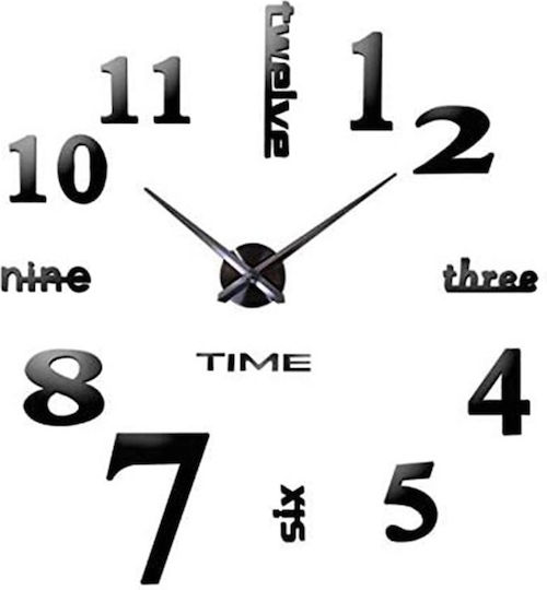 Mirror Numbers And Letters Do It Yourself Black 3D Wanduhr Aufkleber Kunststoff Schwarz
