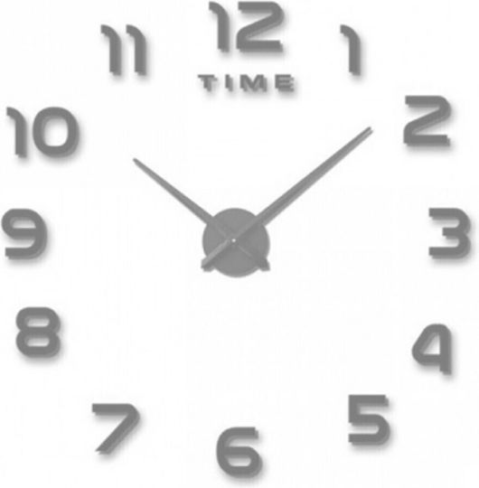 Mirror Numbers Do It Yourself Silver 3D Wanduhr Aufkleber Kunststoff Silber Ø90cm