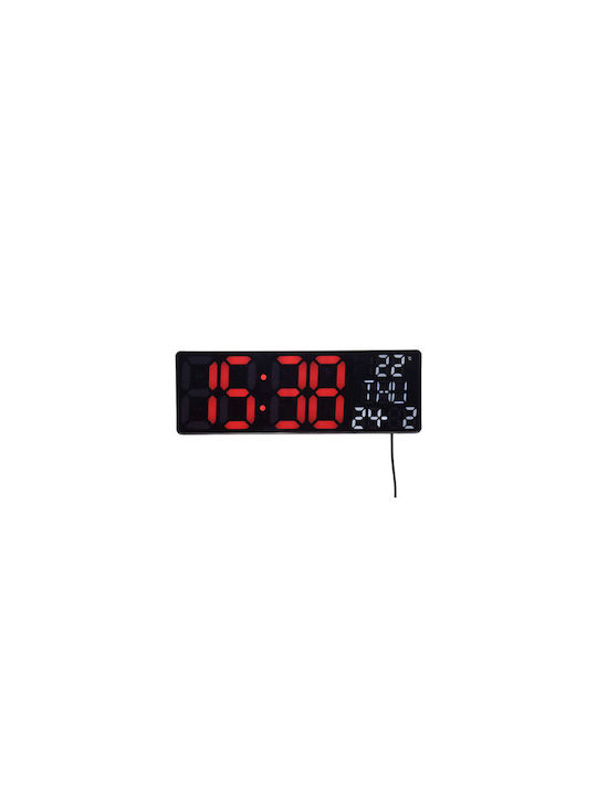 Wall Clock Digital Red 32x11cm
