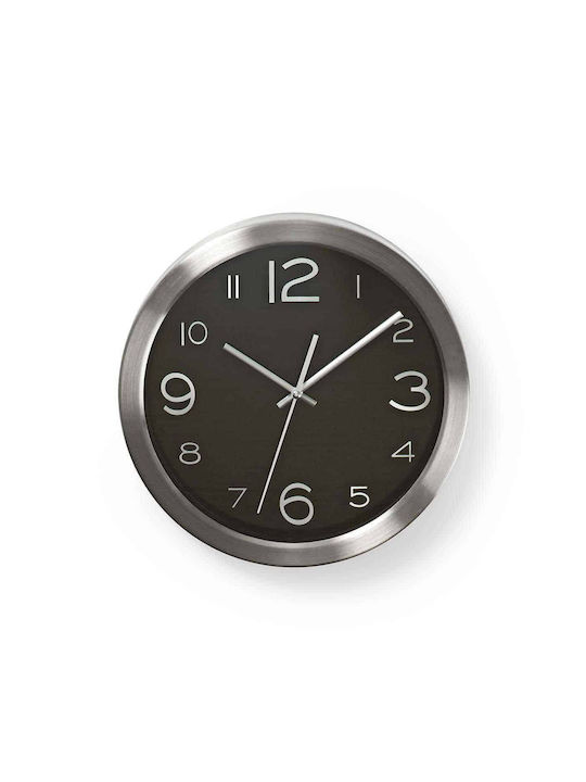 Nedis Wall Clock Metallic Black Ø30cm