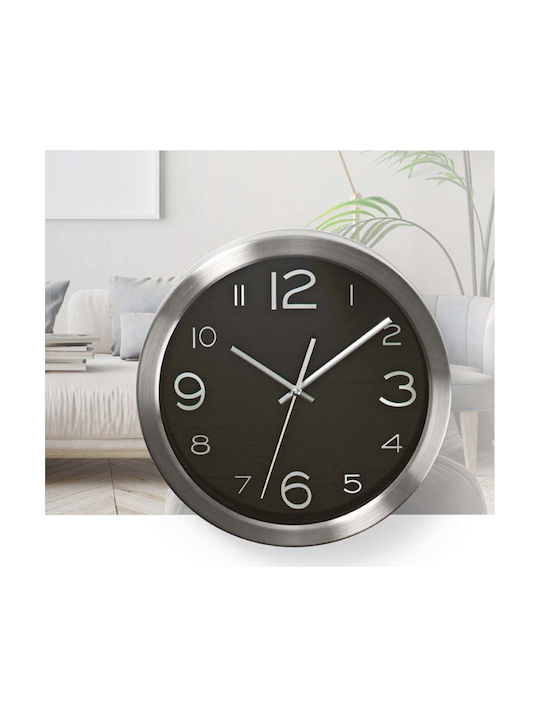Nedis Wall Clock Metallic Black Ø30cm
