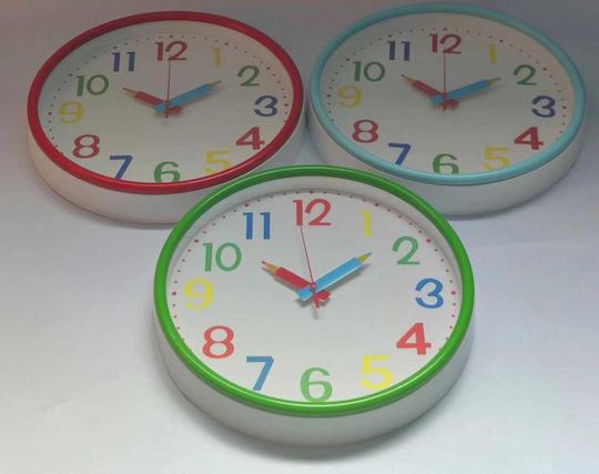 Wall Clock Plastic Red Ø30cm