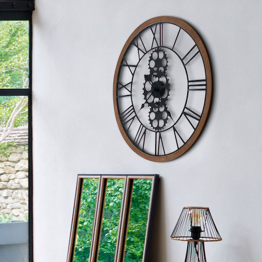 Antique Wall Clock Metallic Black Ø70cm