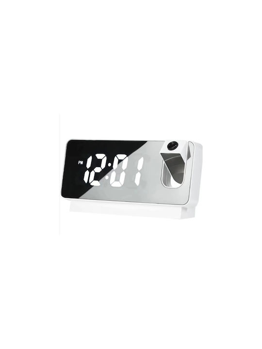 Led Wall Clock Mirror White 18.6x9.3cm