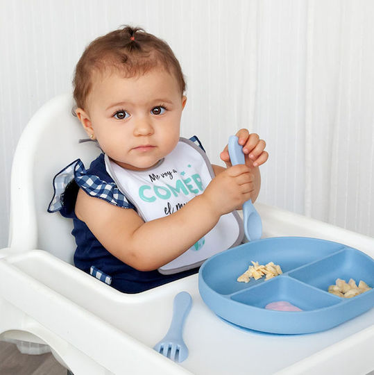 Kiokids Παιδικό Σετ Φαγητοδοχείου από Σιλικόνη Γαλάζιο
