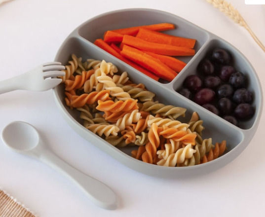 Kiokids Baby Food Plate made of Silicone Gray