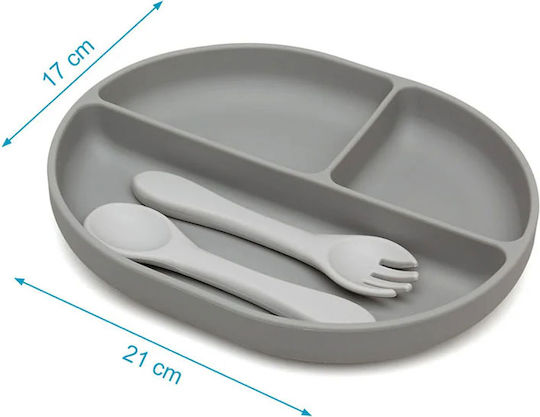 Kiokids Baby Food Plate made of Silicone Gray
