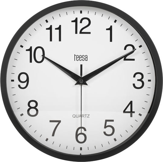 Teesa Wanduhr Kunststoff Schwarz Ø25cm