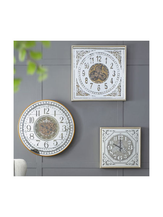 Artekko Antique Wall Clock Metallic White 60x60cm