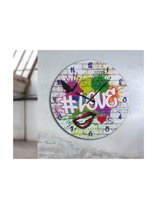 ArteLibre Love Wall Clock Wooden Multicolour Ø33.8cm