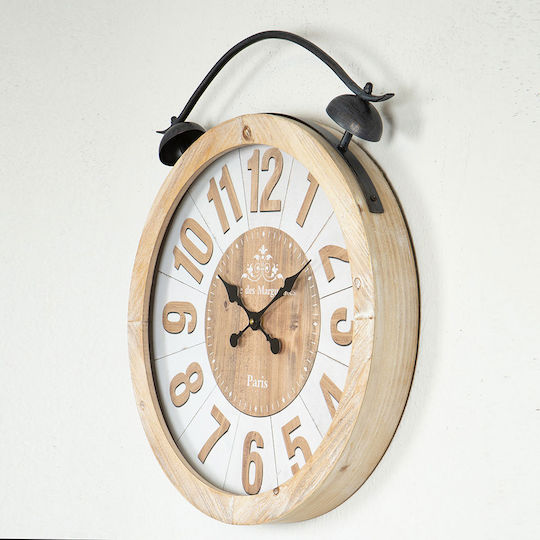 Wall Clock Wooden White 50x6cm