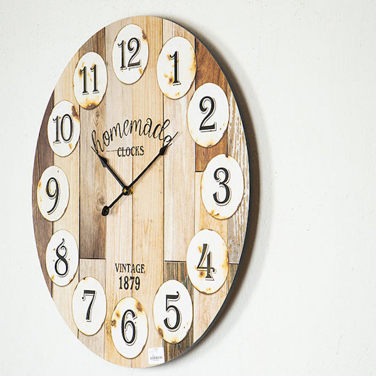 Wall Clock Wooden Ecru 58.2x4.3cm