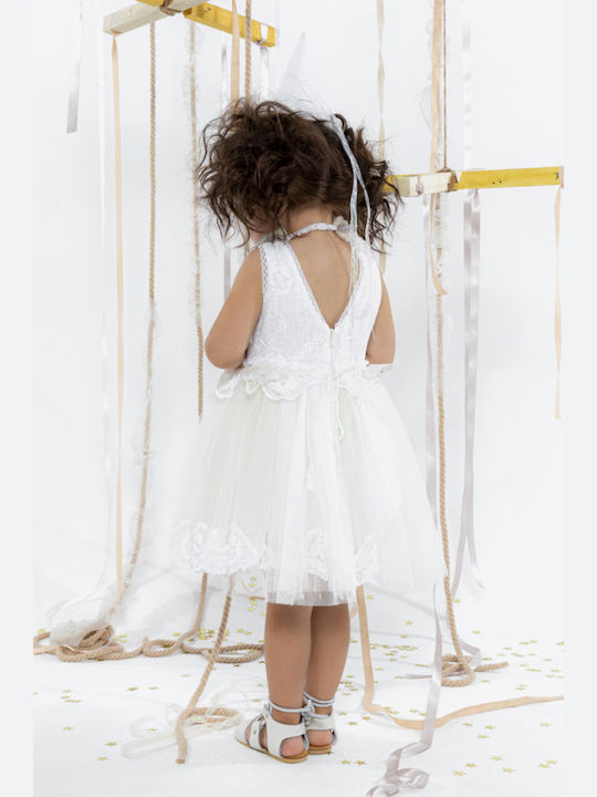 Baby u Rock Florentina Ivory Taufset Kleidung mit Haar-Accessoires & Kleid aus Spitze 2Stück