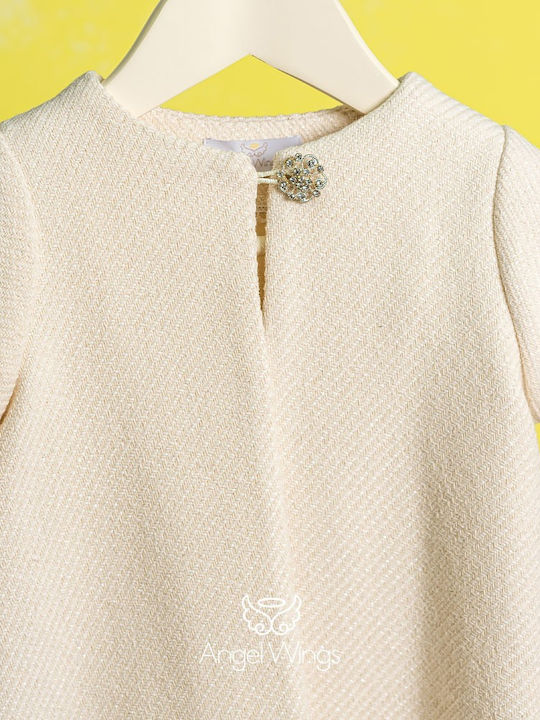Angel Wings Manto Ecru Baptism Coat Knitted