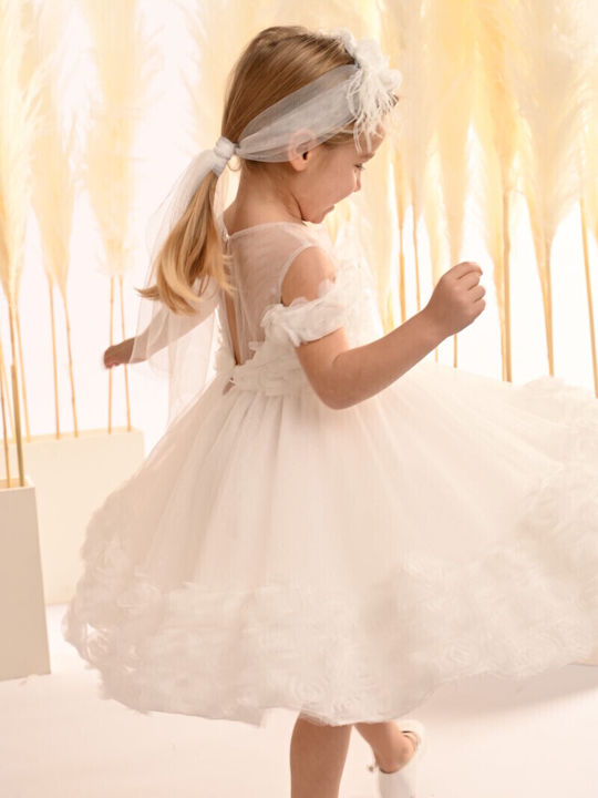 Baby Bloom White Baptism Dress made of Tulle