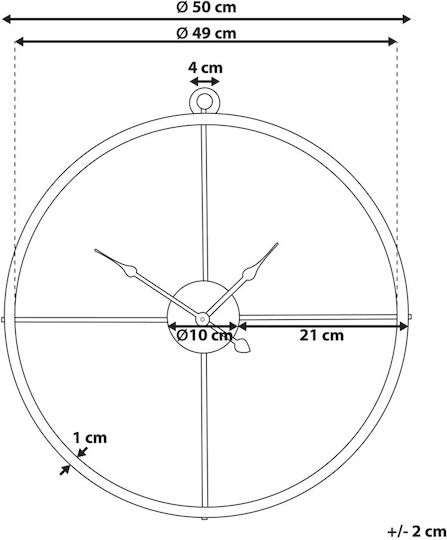 Beliani Wall Clock Gold Ø50cm