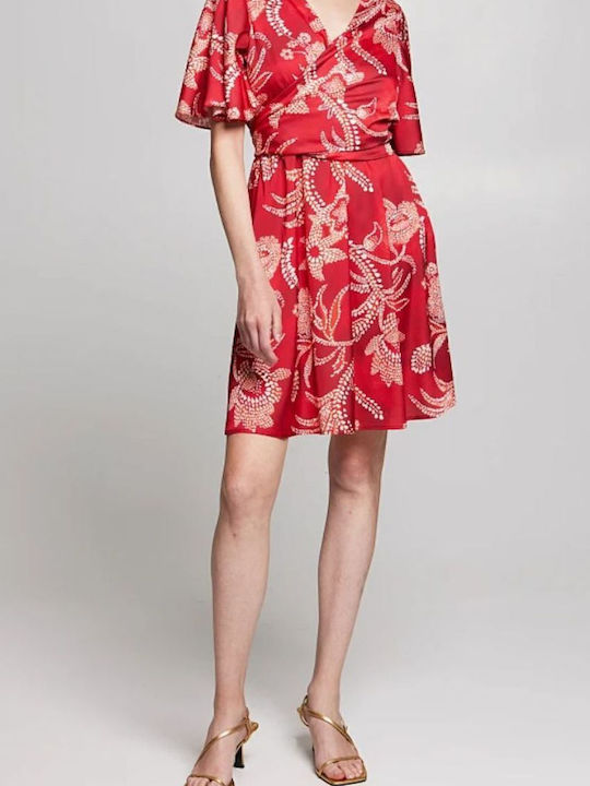 Summer Mini Dress for Wedding Christening Satin Red