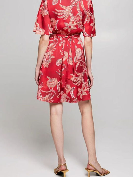 Summer Mini Dress for Wedding Christening Satin Red