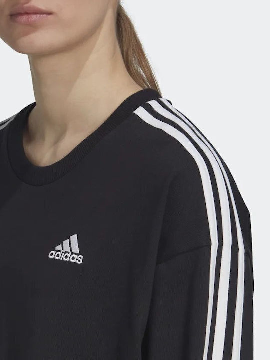 3-Stripes Mini Athletic Long Sleeve Black Dress