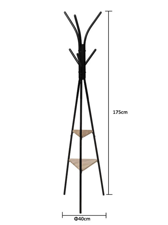 Metallic Coat Rack Black 40x40x175cm