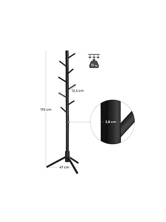 Vasagle Wooden Coat Rack Black 47x47x175cm