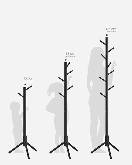 Vasagle Wooden Coat Rack Black 47x47x175cm