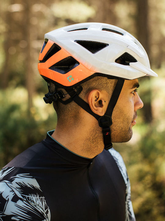Lazer Cerro Kineticore Bicycle Helmet White-orange Mtb Size S