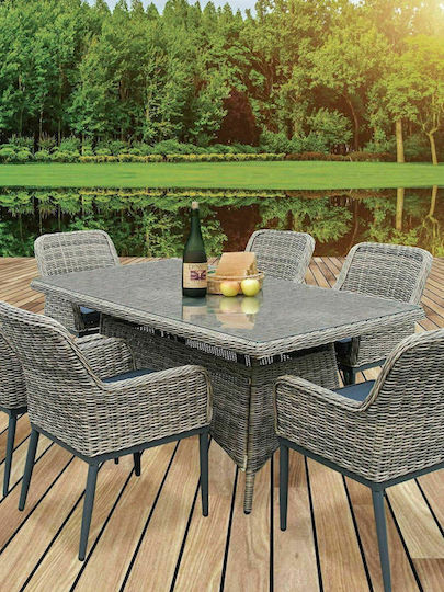 Set De dining pentru exterior Havana cu perne Gri 6buc