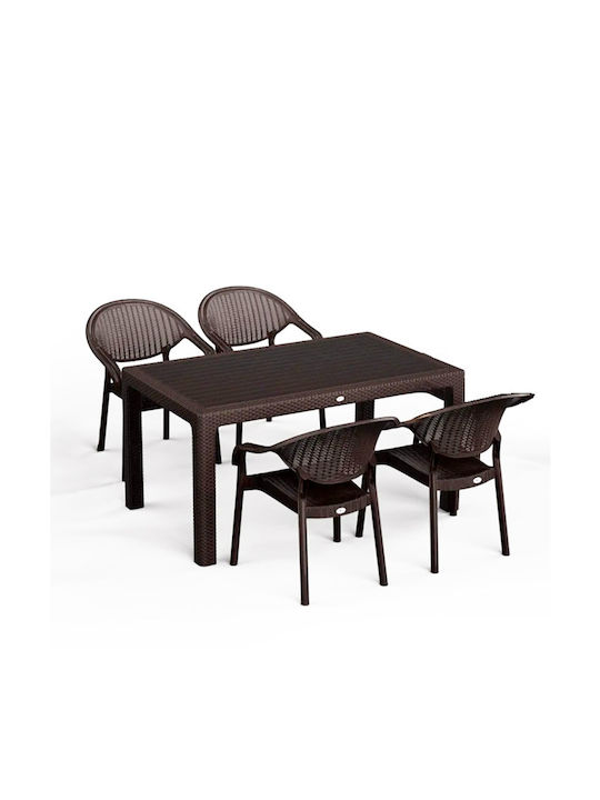 Set Sala De Mese Pentru Exterior Atlantis 5 Piese Maro