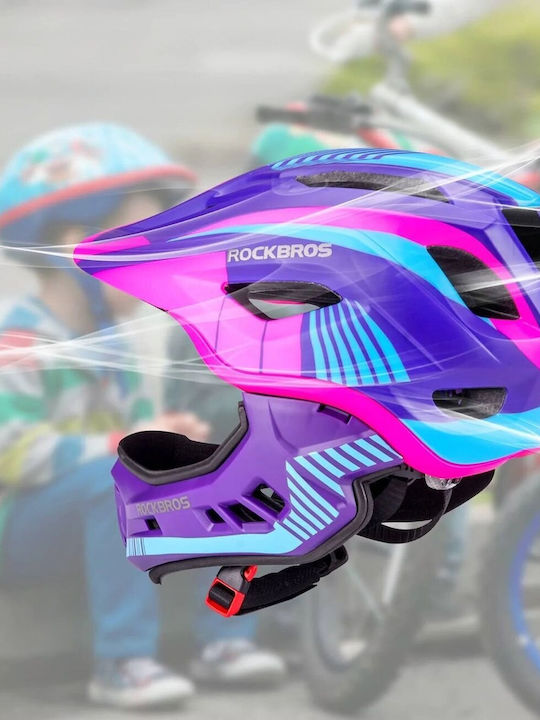 Rockbros TT-32SBPP-M Bicycle Helmet Purple-Pink Kids Size M