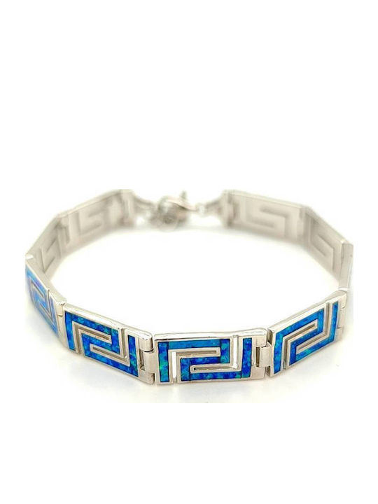 Drandakis Women's Bracelet with design Meander made of Silver