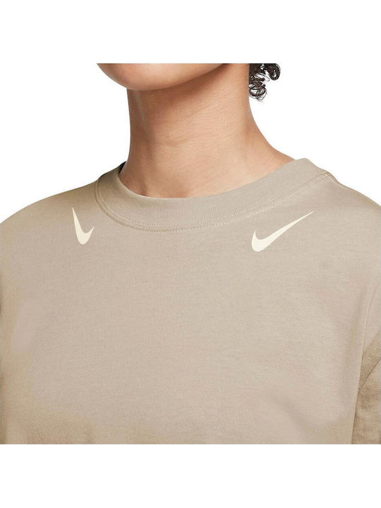 Sportswear Mini Αθλητικό Φόρεμα Μακρυμάνικο Μπεζ
