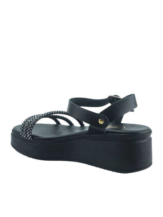 Flache Sandalen für Damen in Schwarz Farbe