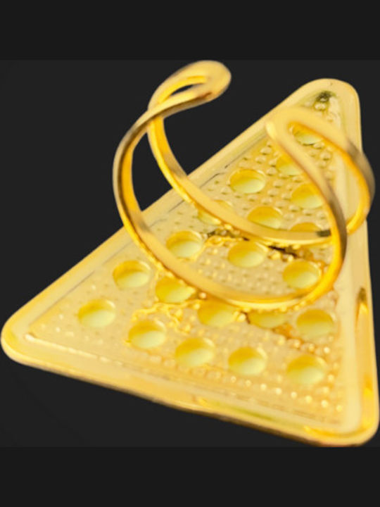 Met Ring with Stones made of Steel Gold Plated