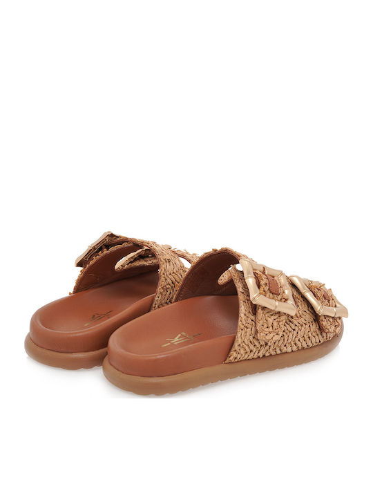 Women's Flat Sandals in Beige Color