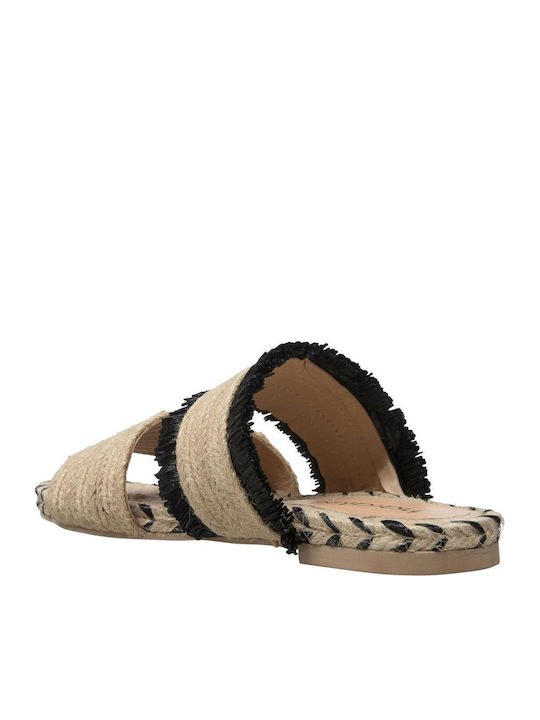 Leather Women's Flat Sandals in Ecru Color