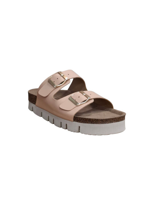 # Leder Flache Sandalen für Damen in Beige Farbe