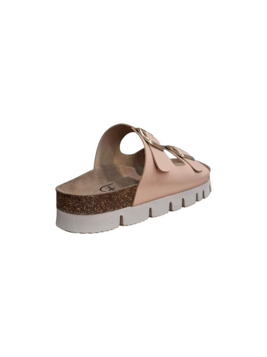 # Leder Flache Sandalen für Damen in Beige Farbe