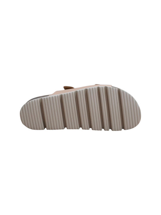 # Leder Flache Sandalen für Damen in Beige Farbe